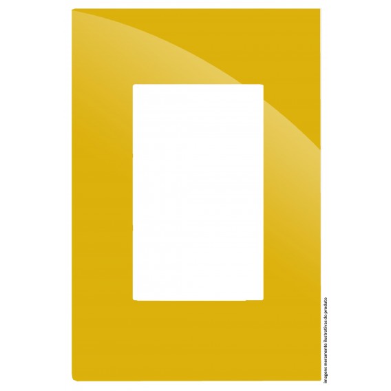 Placa 3 Módulos com Suporte 4x2 - RECTA MOSTARDA GLOSS